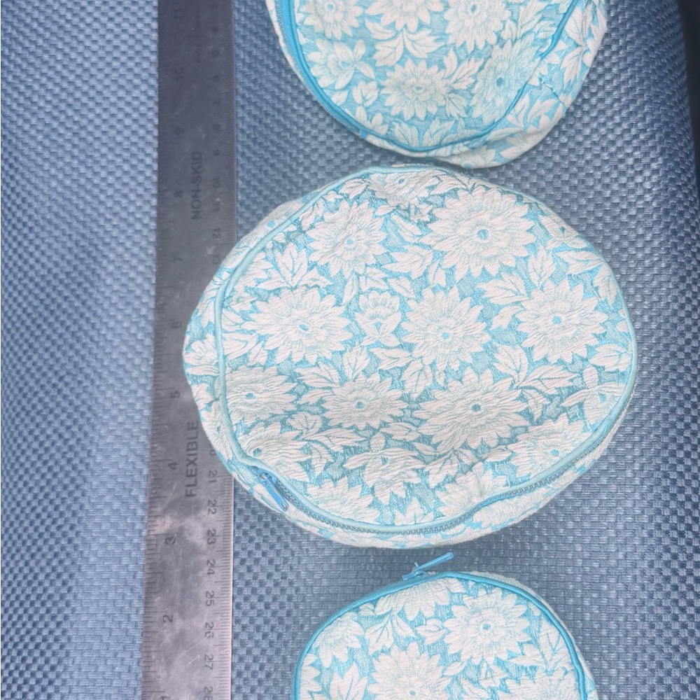 Vintage Floral Blue and White Pouch Set